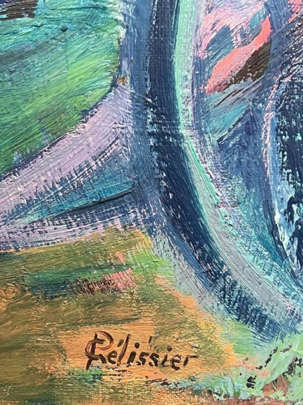 Gilbert Pelissier (1924) - Sans titre (Vibrant Pink Orange and Blue Abstract) - Imagen 4