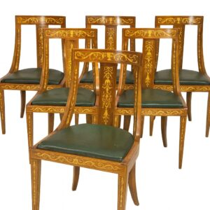 Conjunto de seis sillas con decoración en marquetería neoclásica
