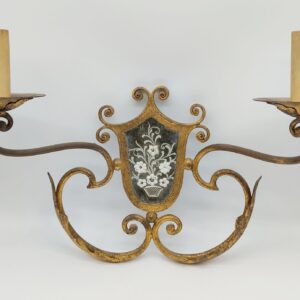 APLIQUE Latón, oro y vidrio-espejo con florecillas
