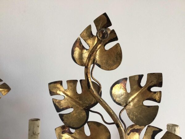 Apliques hoja hierro forjado dorado - Imagen 6