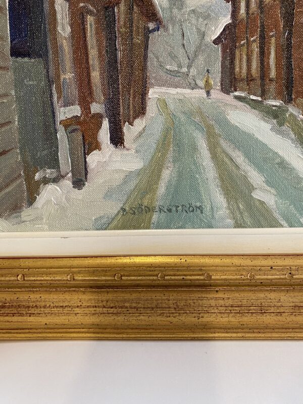 Cuadro. Casa rojas en Invierno, de Bengt Söderström - "Badhusgatan, invierno, Västerås" - Imagen 4