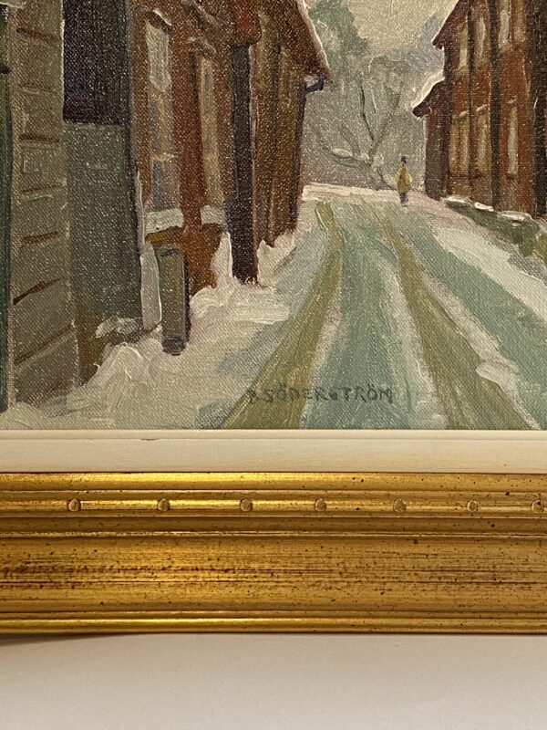 Cuadro. Casa rojas en Invierno, de Bengt Söderström - "Badhusgatan, invierno, Västerås" - Imagen 5