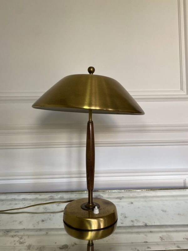 LAMPARA Sobremesa latón dorado y madera de Einar Bäckström, Modelo 5014 - Imagen 3