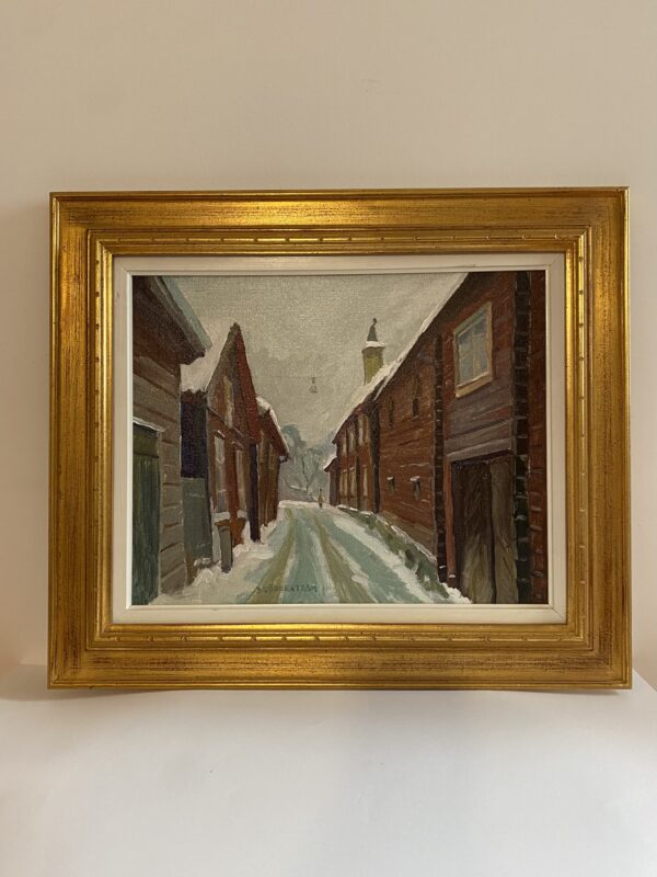 Cuadro. Casa rojas en Invierno, de Bengt Söderström - "Badhusgatan, invierno, Västerås"