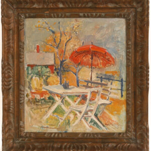 Escena de jardín con sombrilla roja, 1942 de CARL ANDERSON