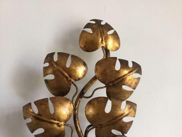 Apliques hoja hierro forjado dorado - Imagen 4