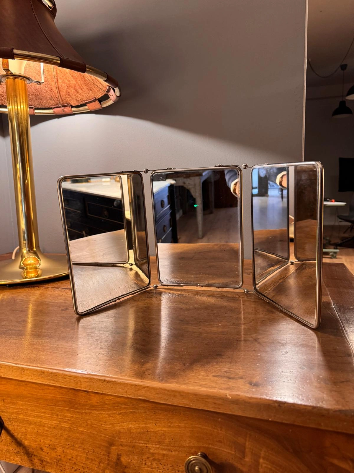 Espejo de viaje plegable con funda