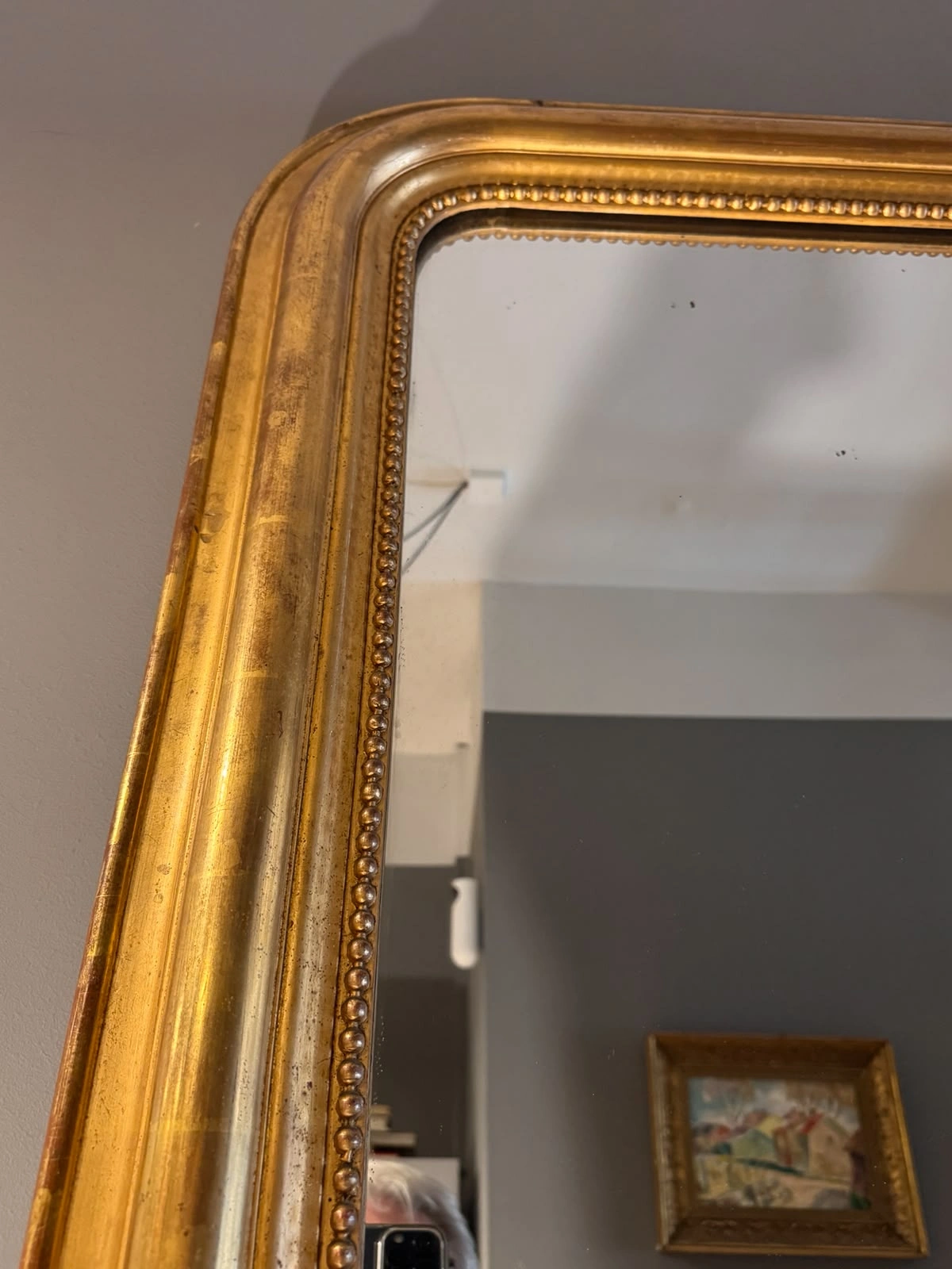 Espejo Louis Philippe francés dorado - Imagen 3