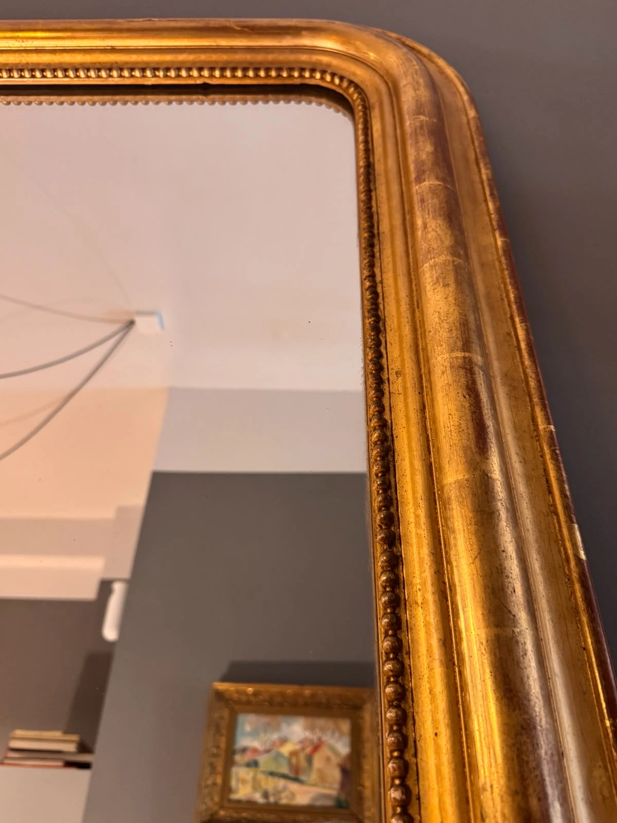 Espejo Louis Philippe francés dorado - Imagen 4
