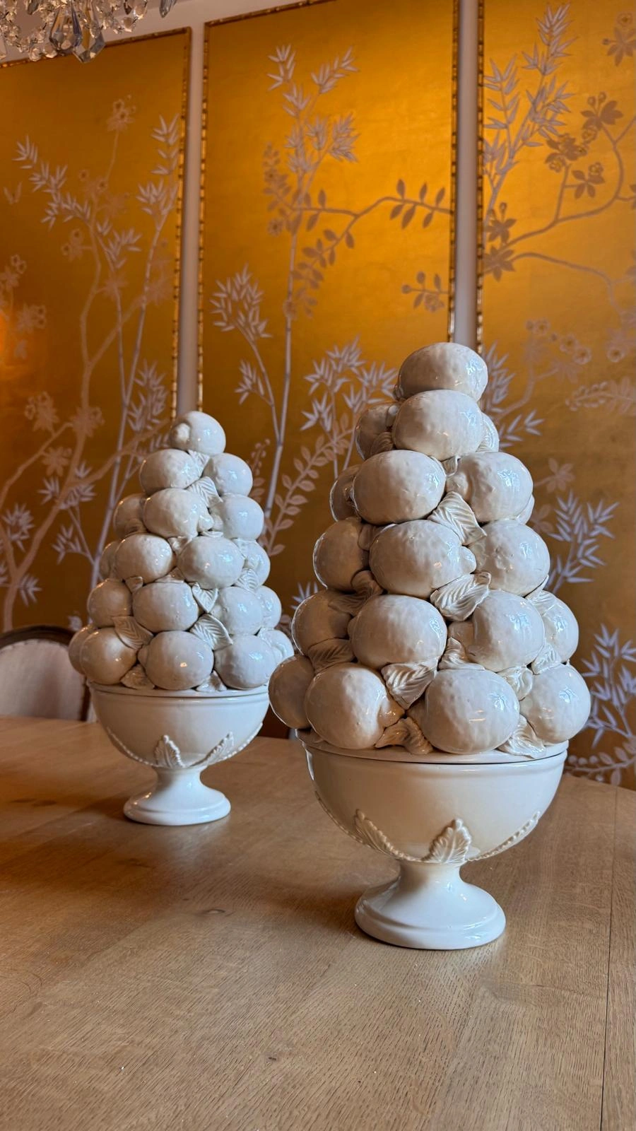 Pareja de centros de mesa italianos con pirámide de limones - Imagen 2