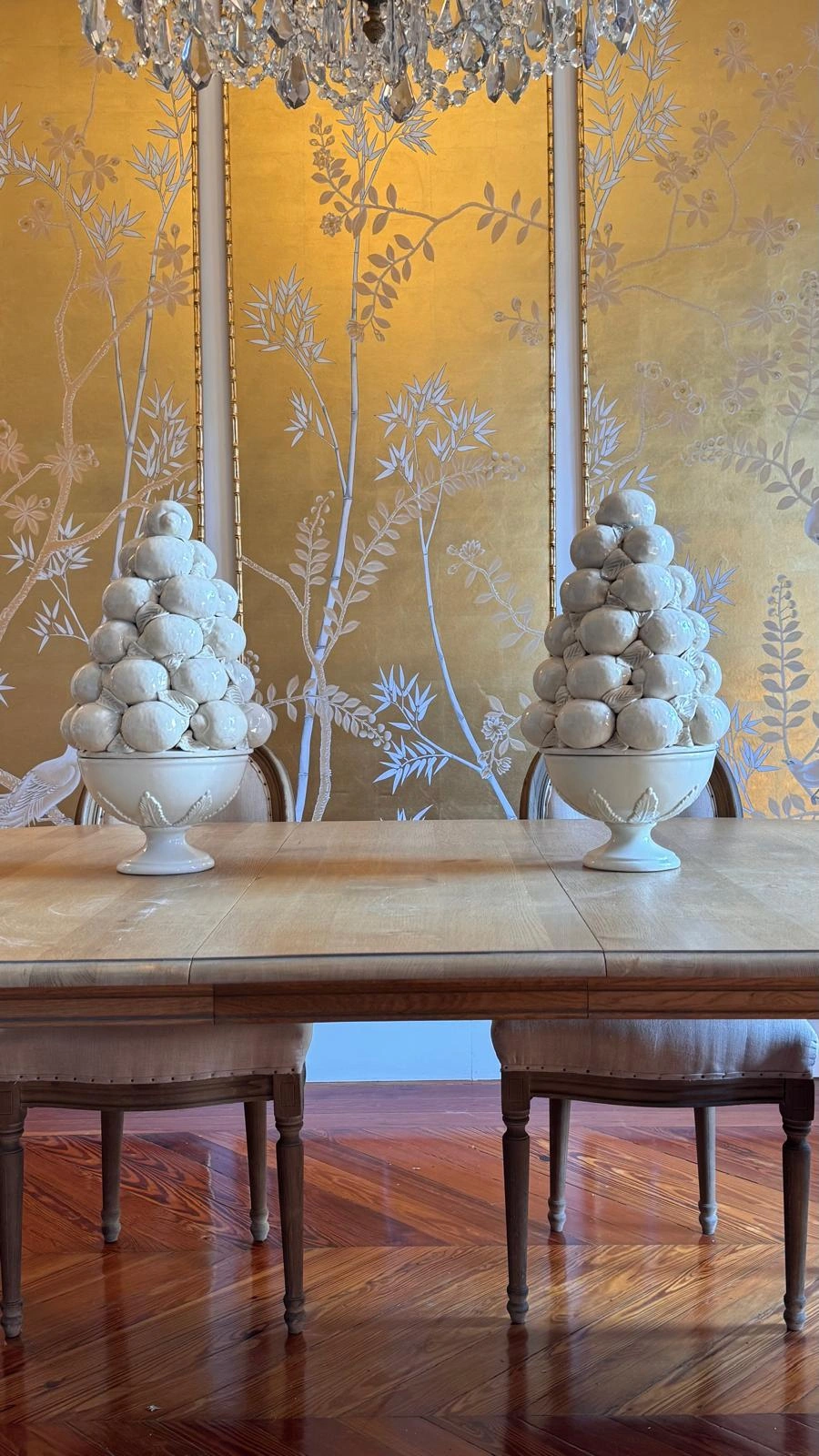 Pareja de centros de mesa italianos con pirámide de limones - Imagen 3