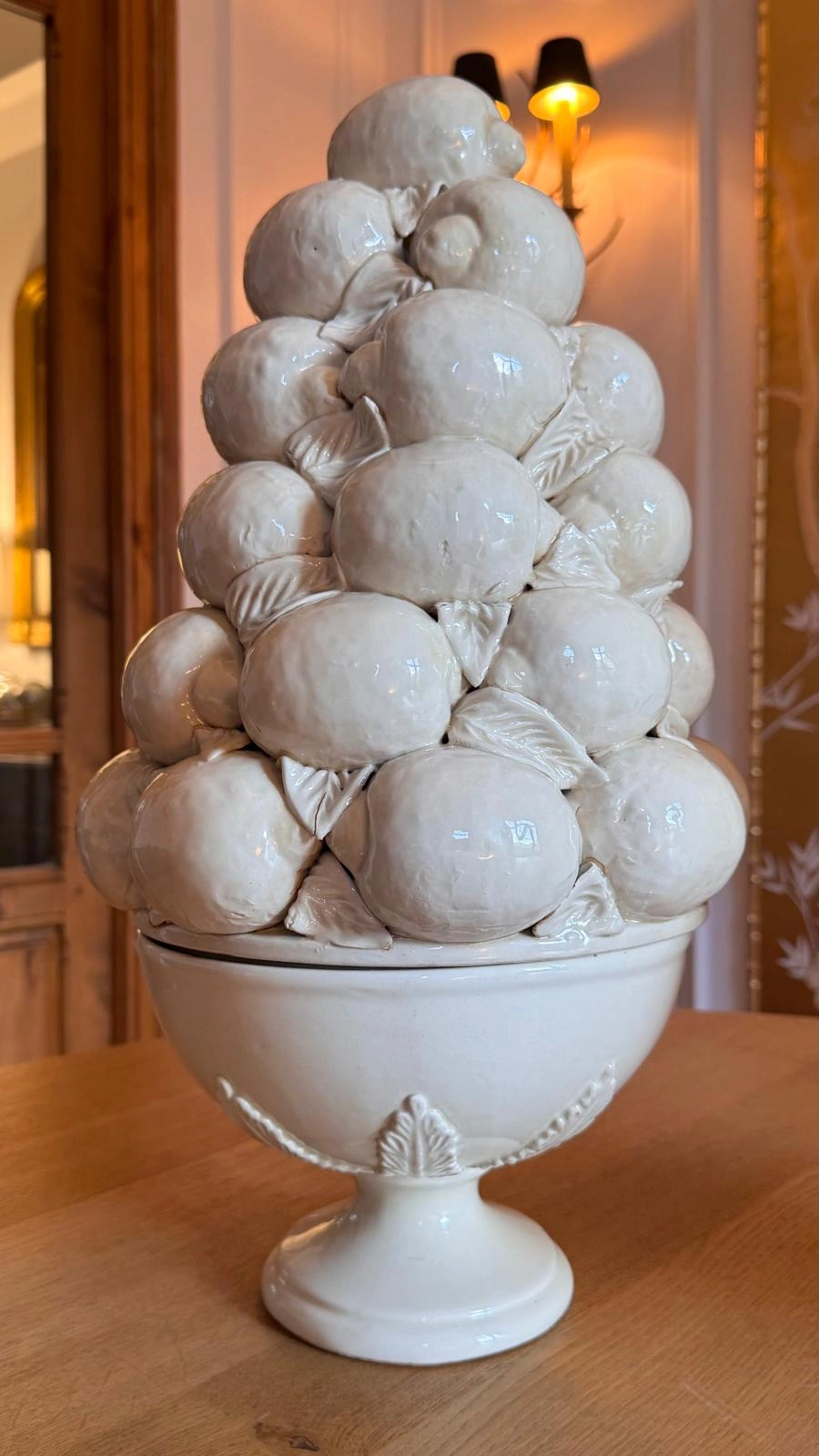 Pareja de centros de mesa italianos con pirámide de limones - Imagen 4
