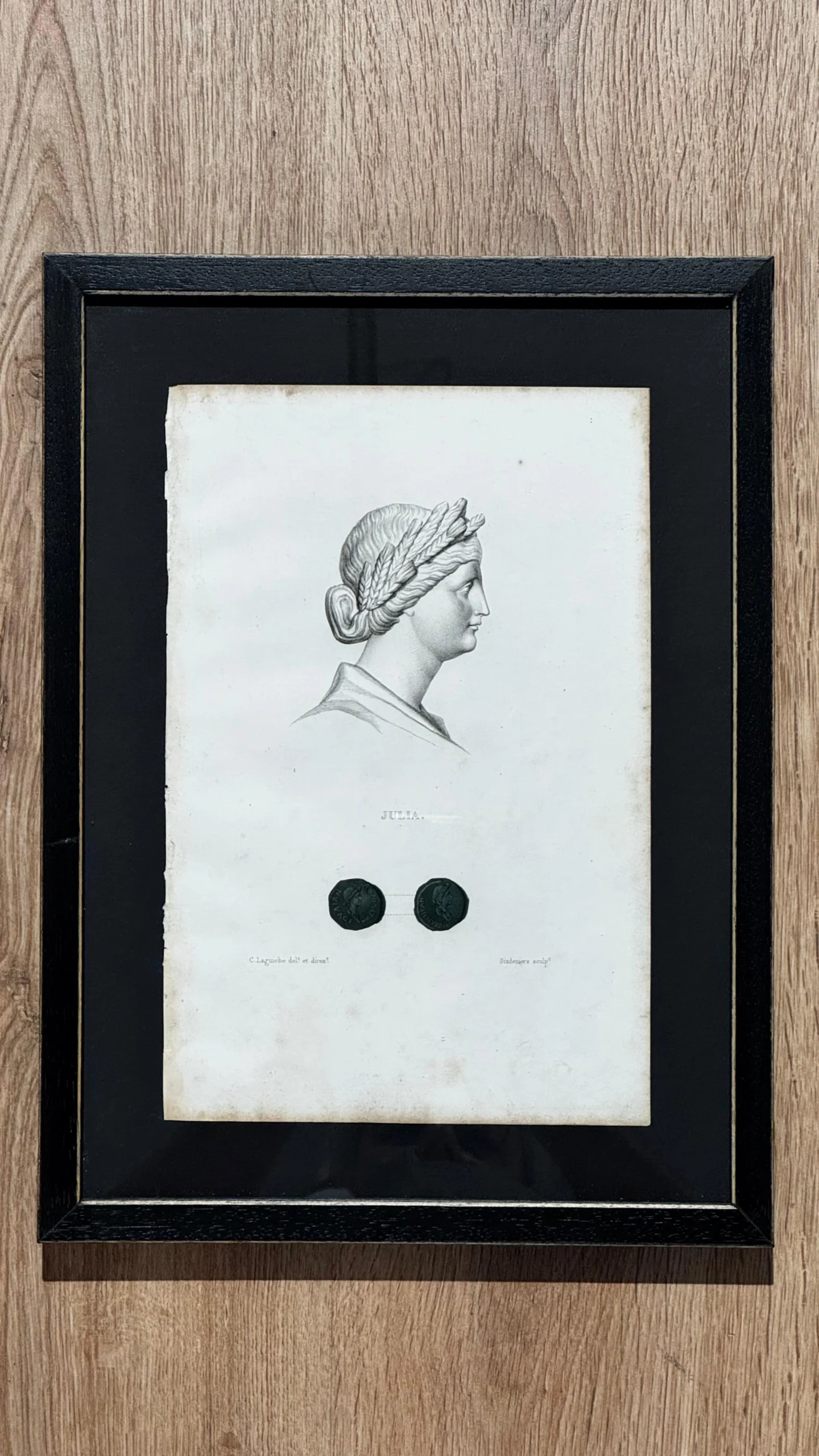 Serie de nueve grabados de la antigua Roma · París, 1835. Marco negro - Imagen 12